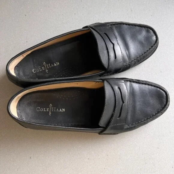 Cole Haan Women's Black Leather Classic Slip-On Penny Loafers, Size 8 - Picture 6 of 9